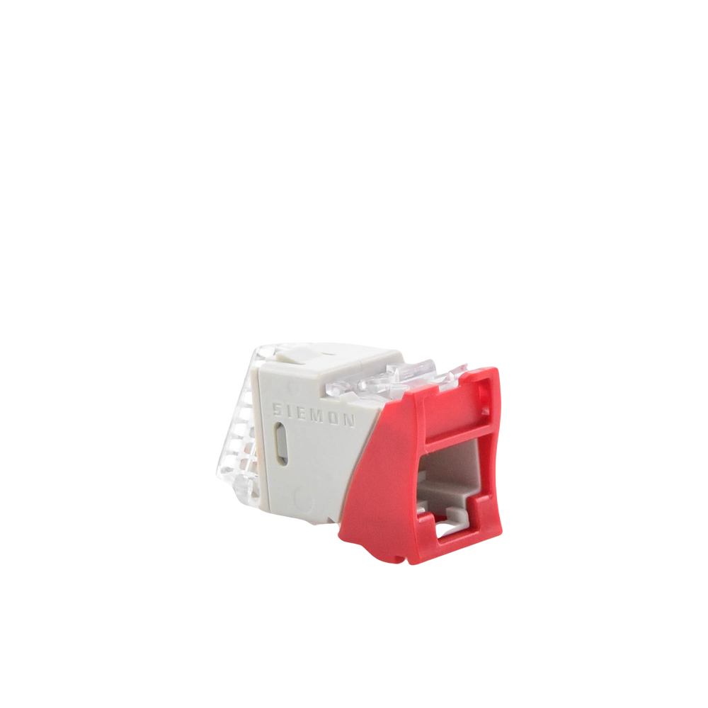 Jack Ultramax Cat6a, Utp, Montaje H�brido en Placa de Pared (Plano y Angulado), Color Rojo, Punch Down