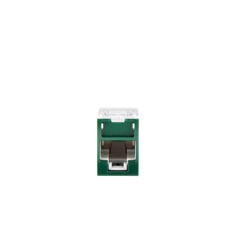 Jack Ultramax Cat6, UTP, Montaje Híbrido en Placa de Pared (Plano y Angulado), Color Verde, Punch Down