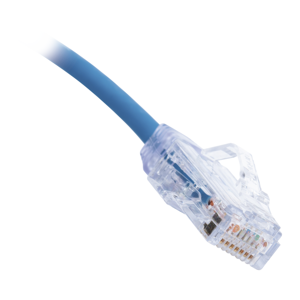 Cable de Parcheo TX6, UTP Cat6, Diámetro Reducido (28AWG), Color Azul, 0.3 Metros (1 Pie)