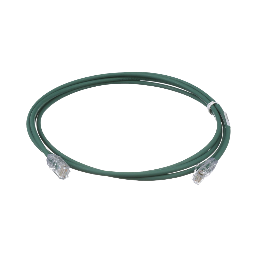 Cable de Parcheo UTP Cat6A, CM/LSZH, Diámetro Reducido (28AWG), Color Verde, 0.91 Metros (3 Pies)