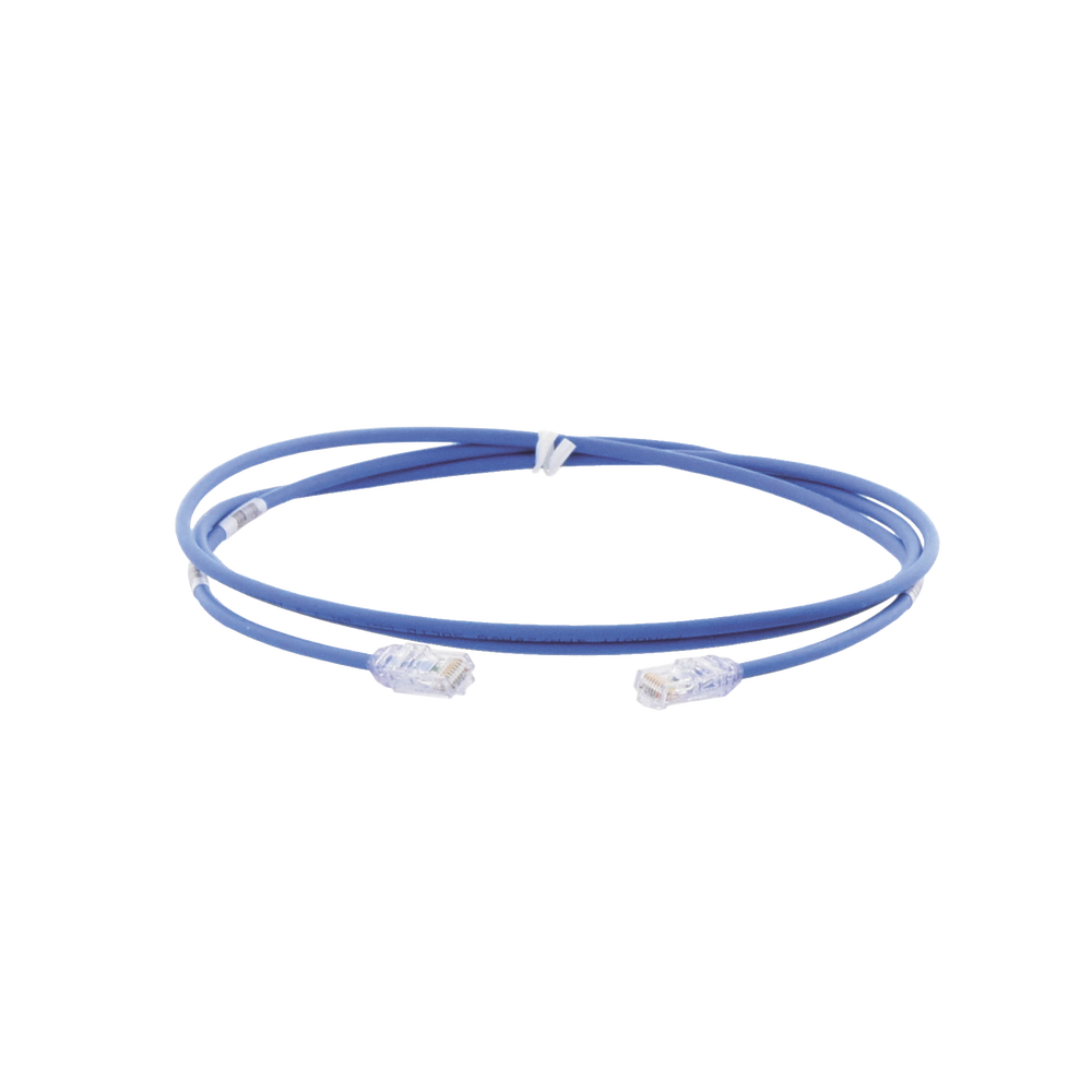 Cable de Parcheo UTP Cat6A, CM/LSZH, Diámetro Reducido (28AWG), Color Azul, 1.83 Metros (6 Pies)