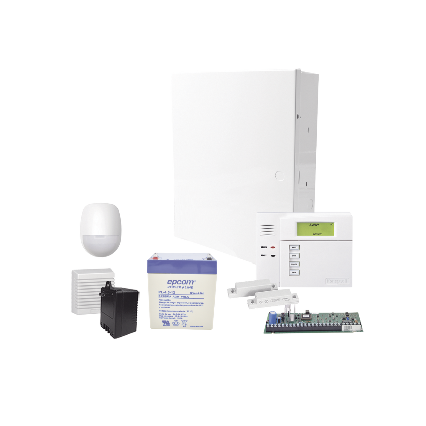 Sistema de Alarma VISTA48LA con Sensor de Movimiento, Contactos Magneticos, Sirena de 15 Watts, Bateria y Transformador