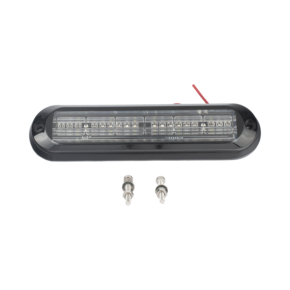 Luz Auxiliar, Ultra Brillante, IP67, 18 LEDs, Tricolor, Color Rojo/Claro/Azul, con mica transparente y bisel negro