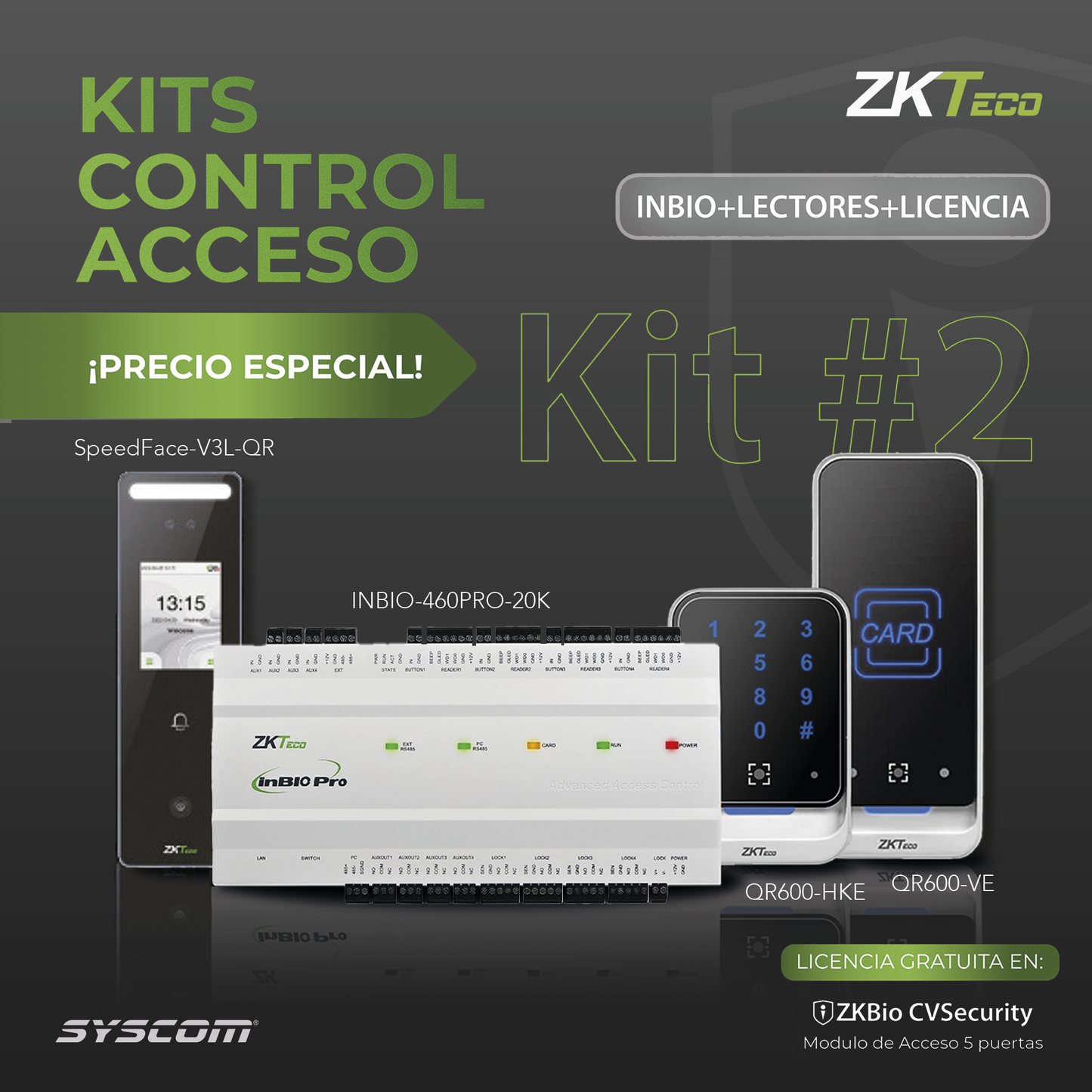 PANEL DE CONTROL DE ACCESO/ LECTOR QR/ BIOMETRICO / LICENCIA GRATUITA DE 5 PUERTAS