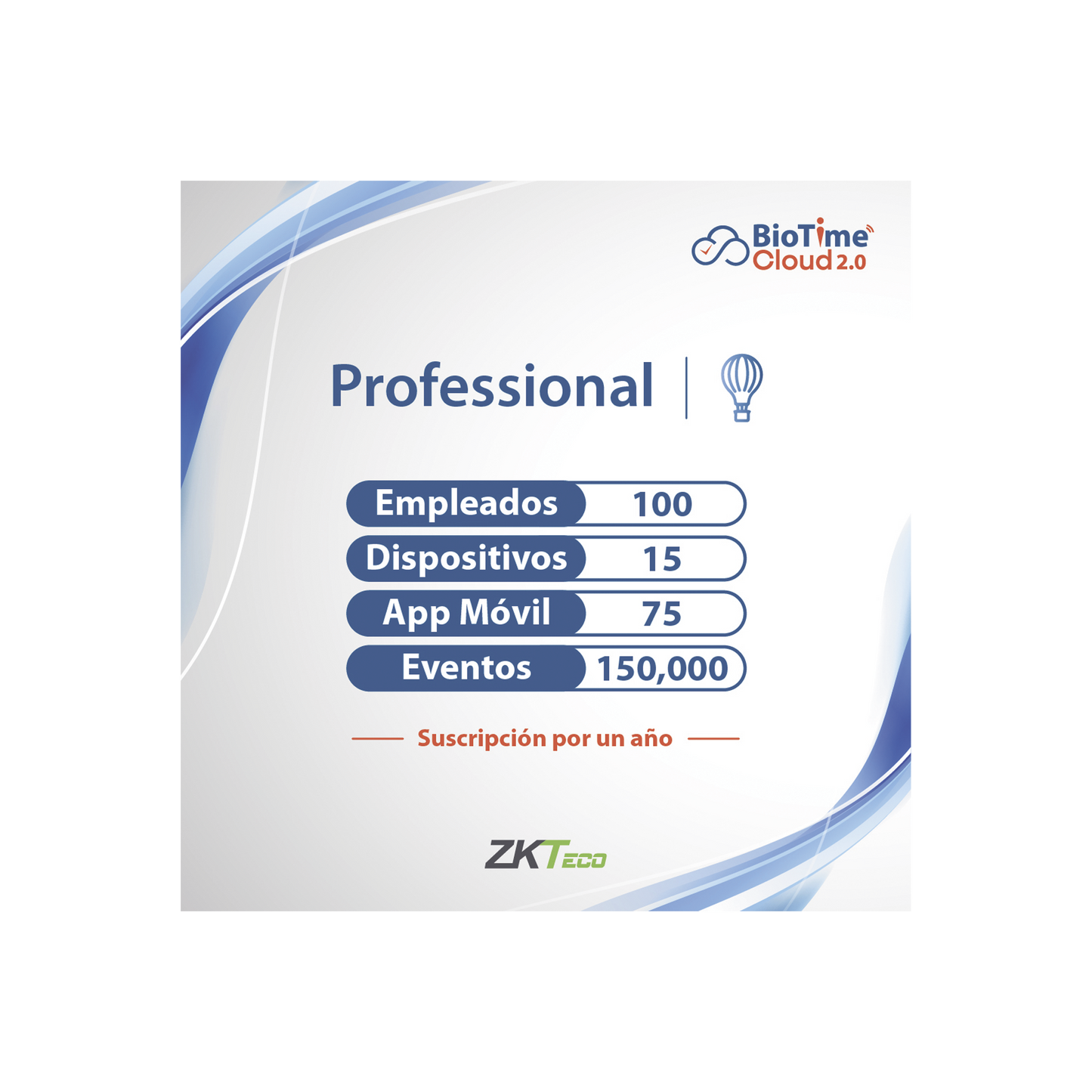 LICENCIA PROFESSIONAL BIOTIME CLOUD 2.0 / 100 USUARIOS / 15 DISPOSITIVOS (Licencia Anual)