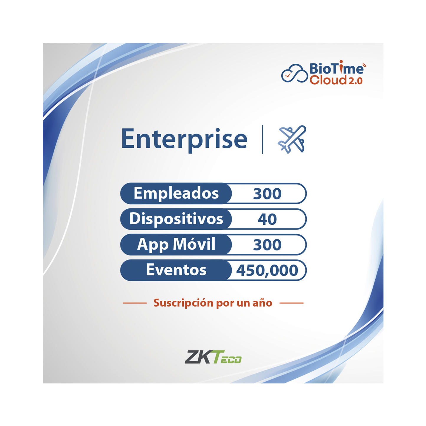 LICENCIA ENTERPRISE BIOTIME CLOUD 2.0 / 300 USUARIOS / 40 DISPOSITIVOS (Licencia Anual)