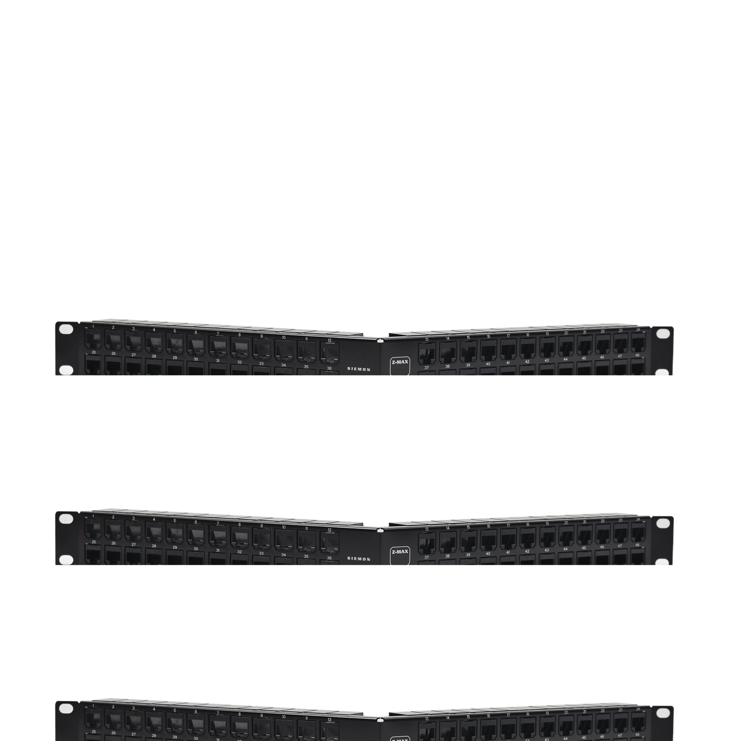 Patch Panel Z-MAX, de 48 puertos, Modular (vacío), Angulado, 1UR