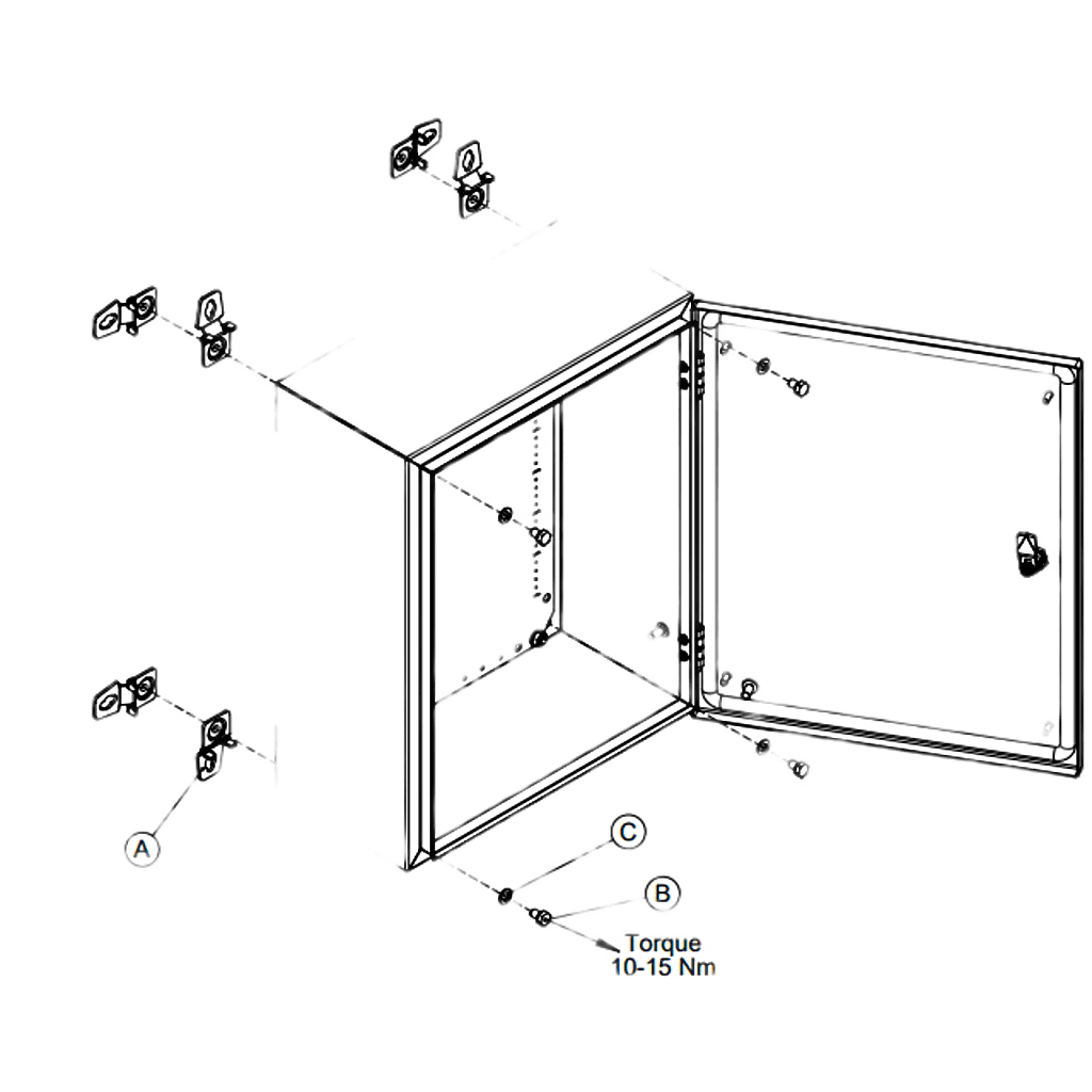 Soportes de Montaje en Pared para gabinetes tipo NEMA / Acero Inoxidable 304 / Incluye 4 Brackets con Accesorios / Resistente a la Corrosión