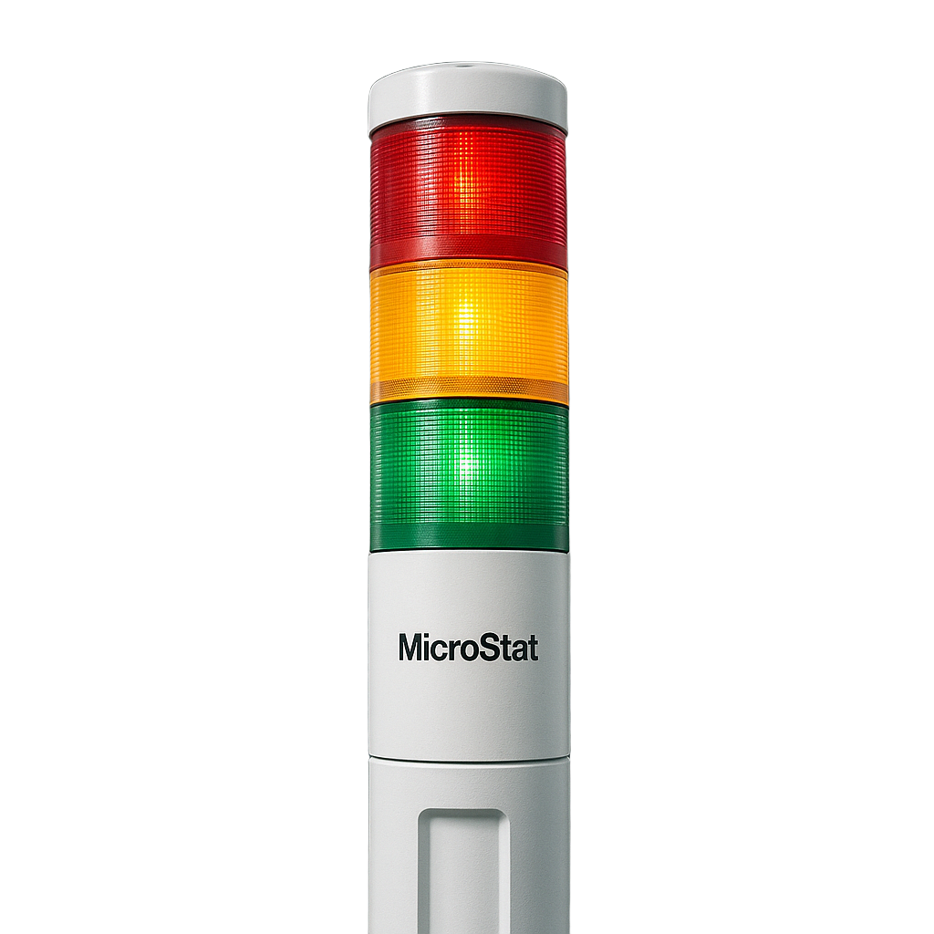 Indicador de estado LED MicroStat, 3 niveles, UL y cUL, 24 VCD, verde, rojo y ámbar