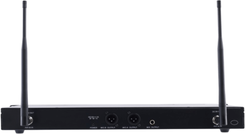 Receptor Inalámbrico Dual Canal Digital U-Band | 4 Bandas de Frecuencia (470-830 MHz) | Transmisión Digital pi/4-DQPSK | Pantalla TFT-LCD 2.2" | Anti-Interferencia con ID Code Pilot | Salidas Balanceadas y Desbalanceadas | Ecualizacion