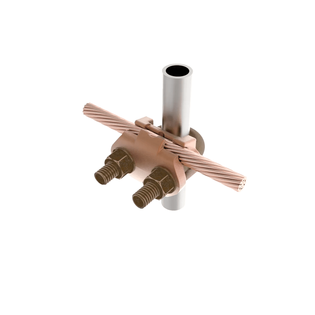 Conector Mecánico para Cable Calibre 4 a 2/0 AWG / Paralelo o 90° Grados a Tubo de 1 1/4" o Varilla de 1 3/8" - 1 1/2".