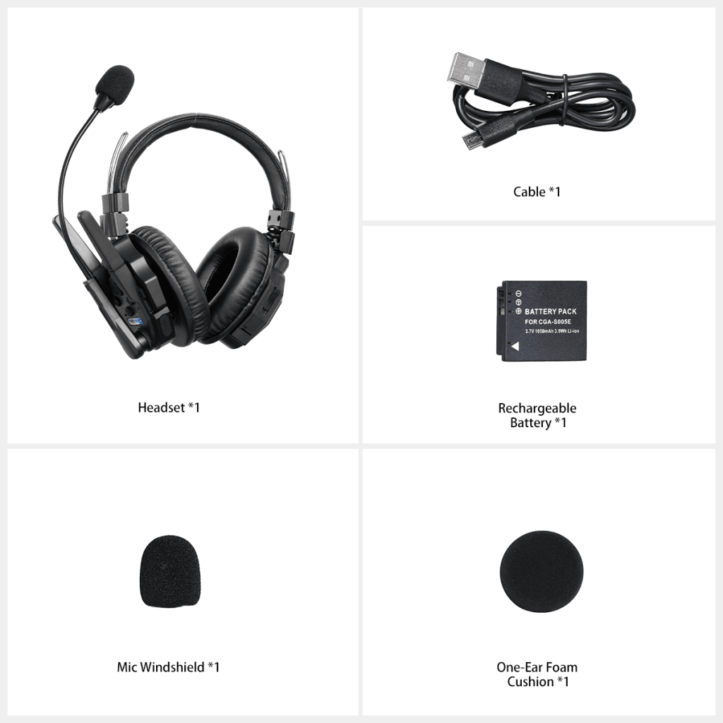 Intercomunicador Inalámbrico Binaural / Cancelación de Ruido IA / Rango 500 m (1640 ft) / Bluetooth 5.0 / Batería 1050mAh / Resistente a Lluvia