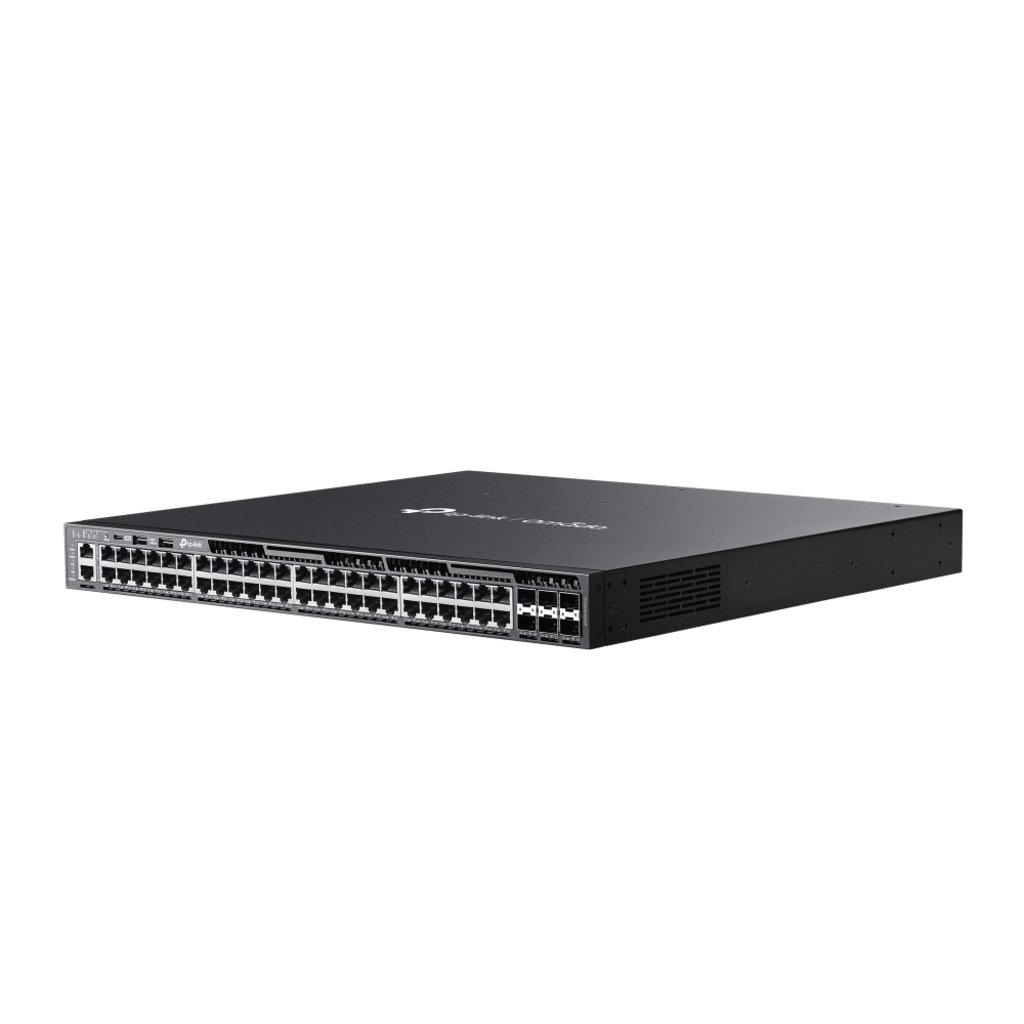 Switch Omada L3 SDN Administrable / 48 puertos Gigabit y 6 puertos SFP+ / Presupuesto PoE 1440 W / Funciones RIP, VRRP, Servidor DHCP / Administración centralizada OMADA / Fuente Redundante