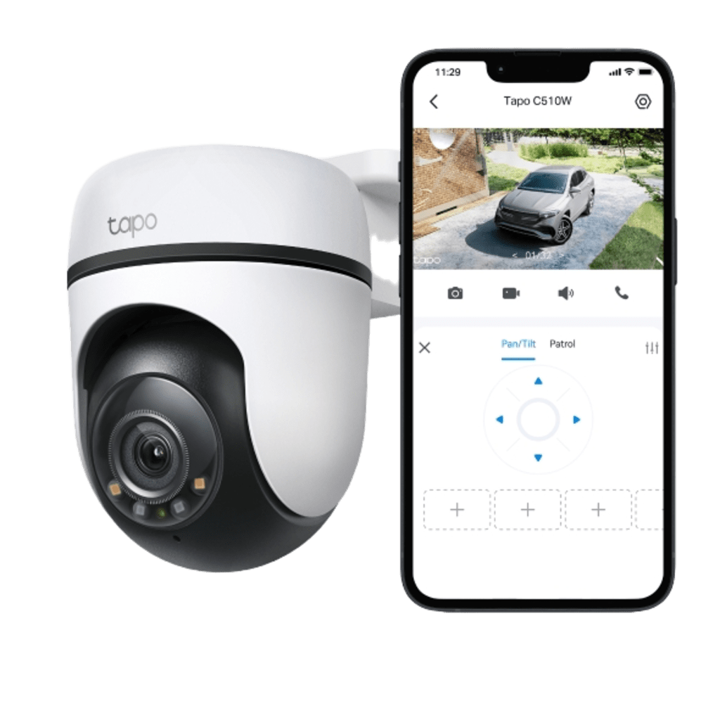 Cámara de Seguridad PTZ Exterior Wi-Fi / 2K 3 Megapixel (2304×1296) / 360° Panorámica Horizontal + 130° Vertical / Seguimiento Inteligente de Movimiento / Visión Nocturna a Color / IP65 / Compatible Alexa y Google Home