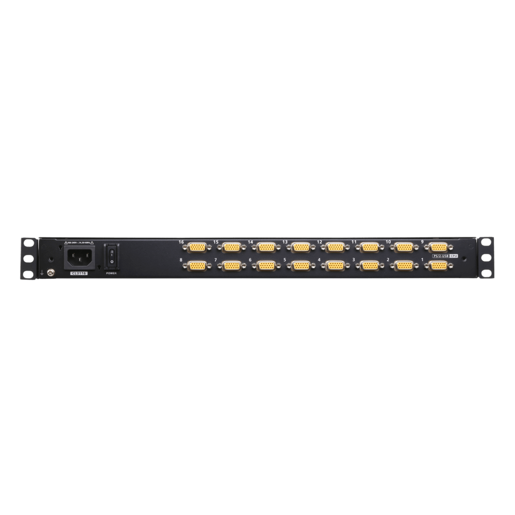 Switch KVM LCD 16 Puertos | Monitor 18.5" LED 1366x768 | Control 256 Computadoras | USB-PS/2 Dual Interface | Touchpad Integrado | Rack 1U