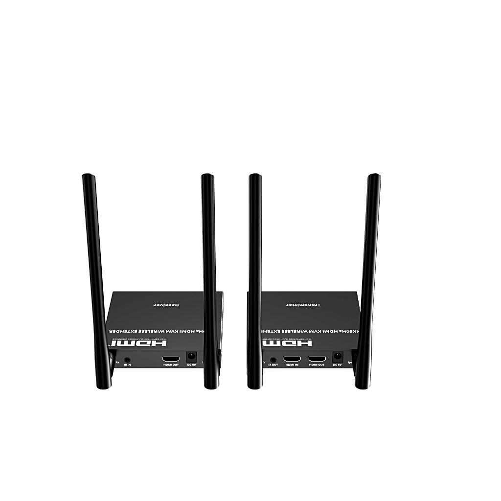 Extensor Inalámbrico HDMI| Con KVM | 4K@60Hz 4096x2160 | Tecnología ipcolor | Banda 5G 5.18-5.24 GHz | Distancia 50 m | Conexión de Hasta 1 a 4