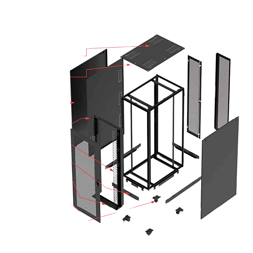 Gabinete para Servidor ProLine S1, 45U, Dimensiones 2150 x 600 x 1200 mm, Acero Negro RAL 9005, Base con Ruedas/Niveladores, Incluye Soporte para Regletas, Manejo de Cableado y Flujo de Aire