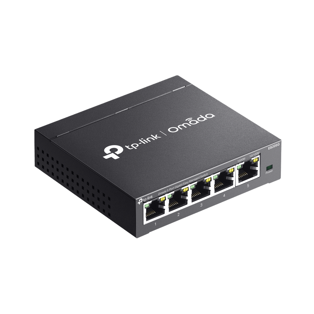 Switch Gestionado Omada SDN / 5 Puertos Gigabit RJ45 / 10 Gbps Capacidad Switching / 7.4 Mpps Forwarding Rate / Gestión Cloud Centralizada / VLAN 802.1Q / QoS 8 Colas Prioridad / Metal Fanless
