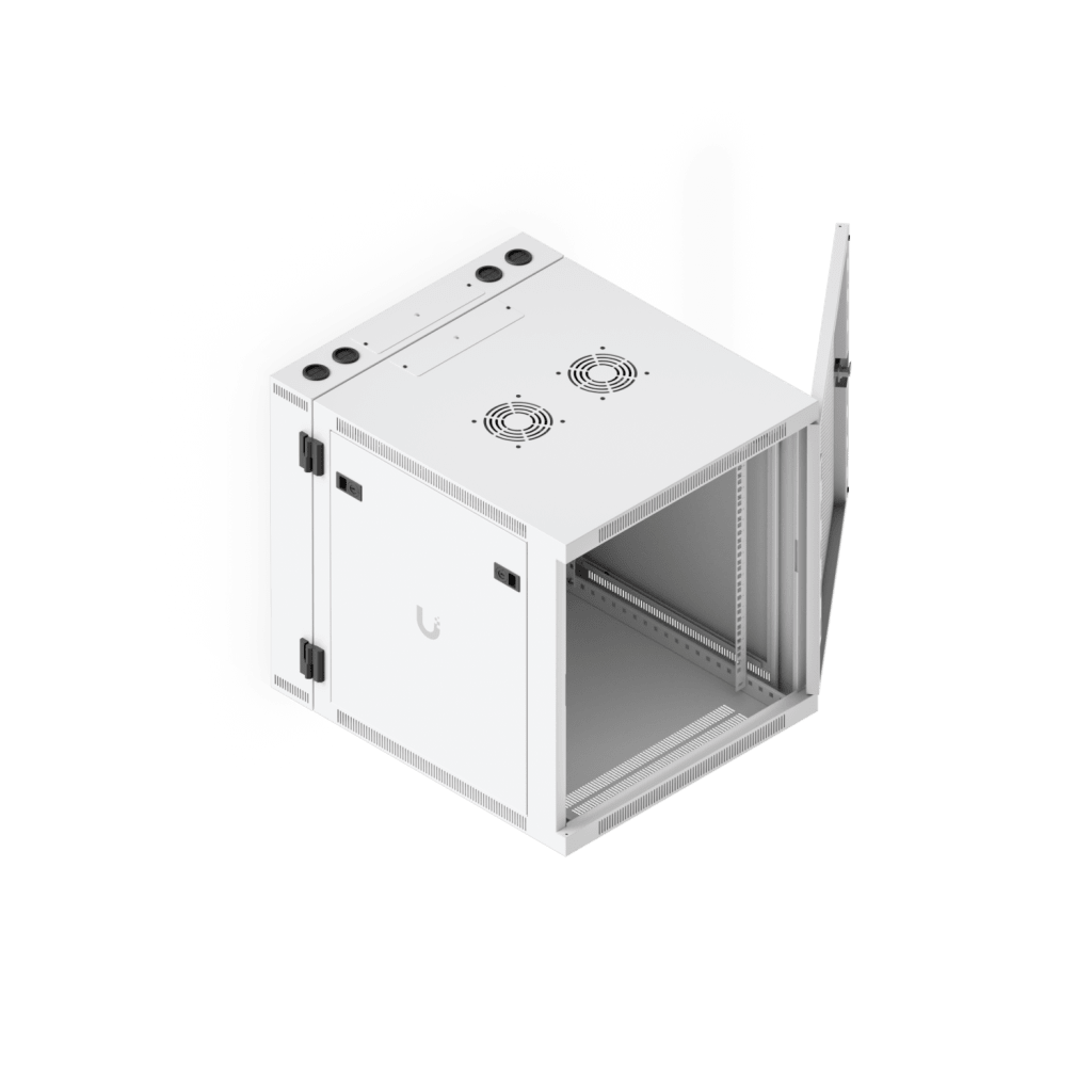 UACC Rack Cabinet 12U (600 x 703 mm) - Gabinete Cerrado para Montaje en Pared con Puerta Frontal Perforada, Puerta Trasera Abatible (Swing-Out) y Paneles Laterales Removibles con Llave