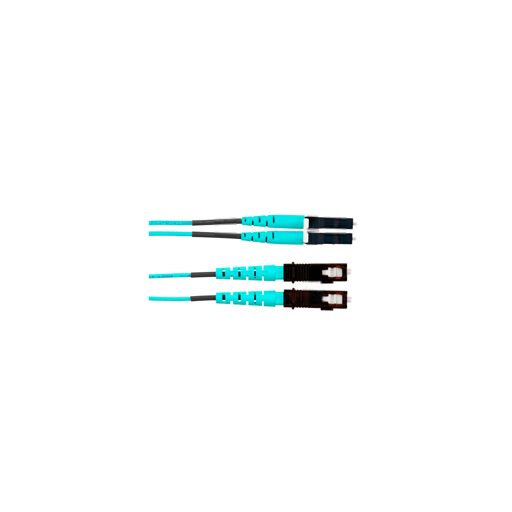 Jumper de Fibra Optica Multimodo 50/125 OM4, LC-SC Duplex, OFNR (Riser), Color Aqua, 5 Metros (16.40 Pies)