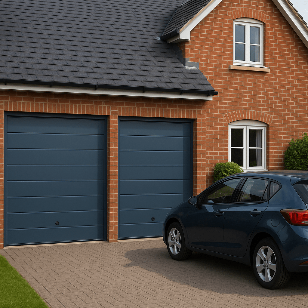Puerta D / Garage D / Alta Calidad / Linea Central / Color GRIS / acabdo DELUXE / 12X9 pies / AISLADA / Estilo Americana.