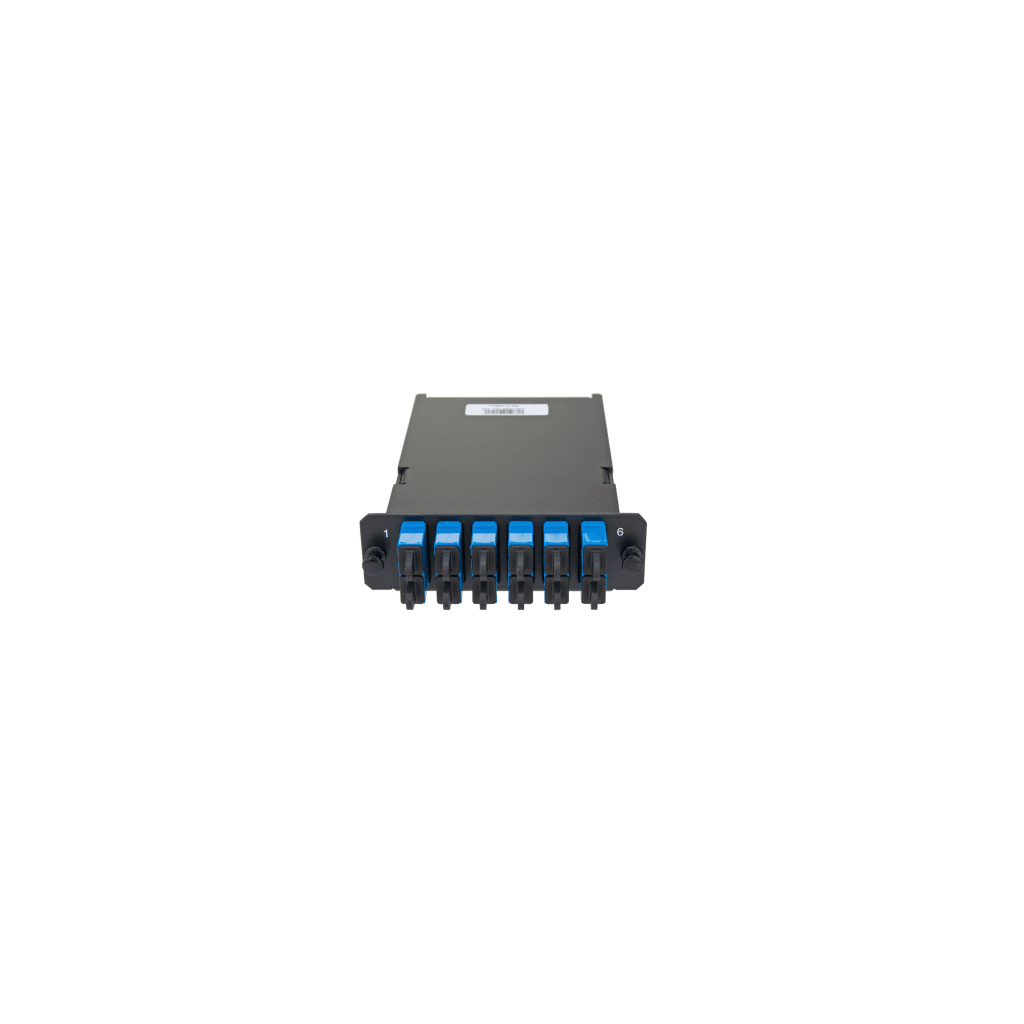 Placa Acopladora de Fibra Óptica FAP, Con 12 Pigtails y 6 Conectores SC Duplex (12 Fibras), Para Fibra Monomodo OS1/OS2, Color Azul