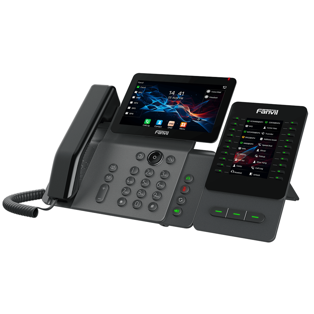 Módulo de Expansión EM60 con Pantalla a Color / 4.3 Pulgadas 480x272 / 60 Teclas Programables DSS / USB Tipo-C / Compatible con V65-V66-V66 Pro / Cascada hasta 4 Módulos / Con Soporte Ajustable