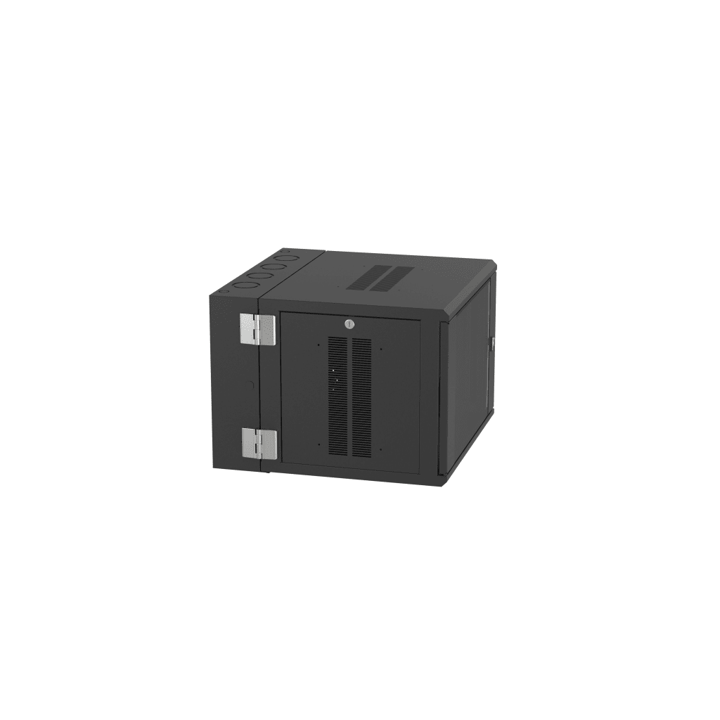 Gabinete PanZone de Montaje en Pared, de 19in, Puerta con Ventana de Seguridad, 9 UR, 635mm de Profundidad, Color Negro
