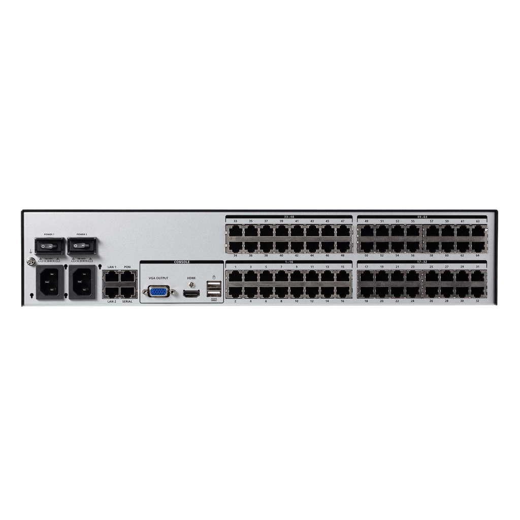 Switch KVM over IP Cat 5 | Hasta 64 Puertos | Resolucion Full HD 1920x1200 | Dual NIC Gigabit | Virtual Media USB 2.0 | FIPS 140-2 Level 1 | Cascada hasta 512 Equipos | Administracion Centralizada CC2000