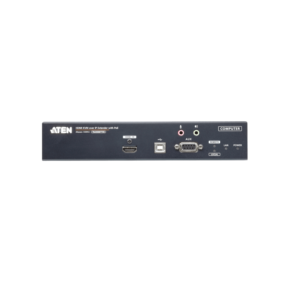 Extensor KVM sobre IP 4K HDMI | 3840x2160 @ 60Hz | Transmisión USB 2.0 | SFP Fiber 1Gbps | PoE IEEE 802.3at | AES 128-bit | Gestión Matrix CCKM