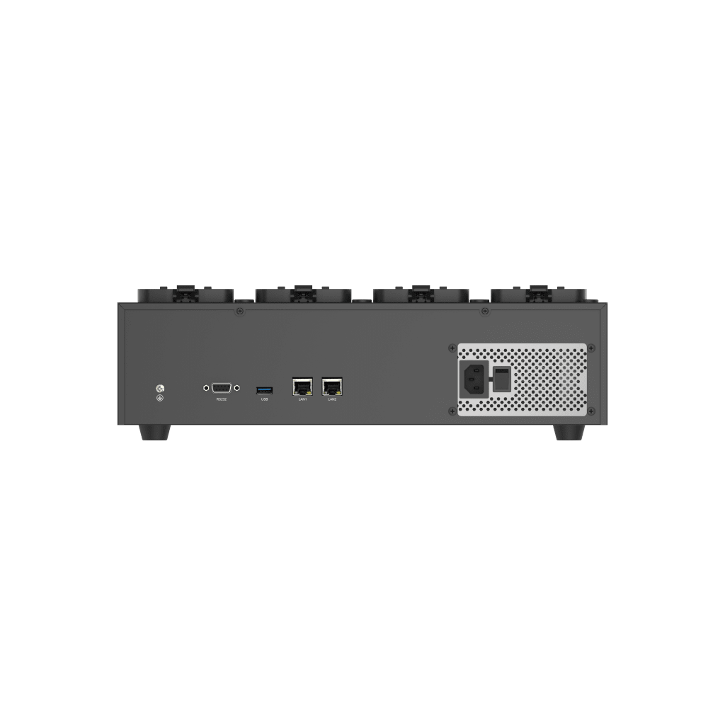 Dock Station de Escritorio con 8 Estaciones de Carga para Body Cams / Doble Interfaz de Red / 4 Bahías de HDD / Carga y Respaldo Automático / Prevención de Pérdida de Datos / Cobertura Cíclica / Reproducción d