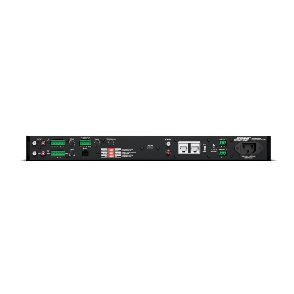 Amplificador Veritas | 2x160W |70/100V | DSP | Bluetooth | 2 Zonas | Entradas RCA y Balanceadas