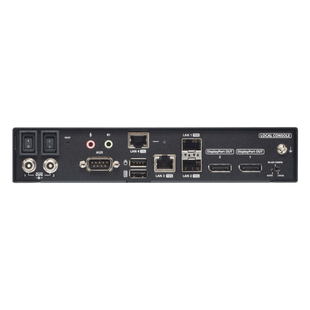 Extensor KVM over IP Dual Display 5K DisplayPort | Transmisión Sin Pérdidas Cero Latencia | Resolución 5120x2880 @ 30Hz | Dual SFP+ 10Gbps hasta 10 km | Redundancia de Energía y Red | Encriptación AES-256 | Gestió