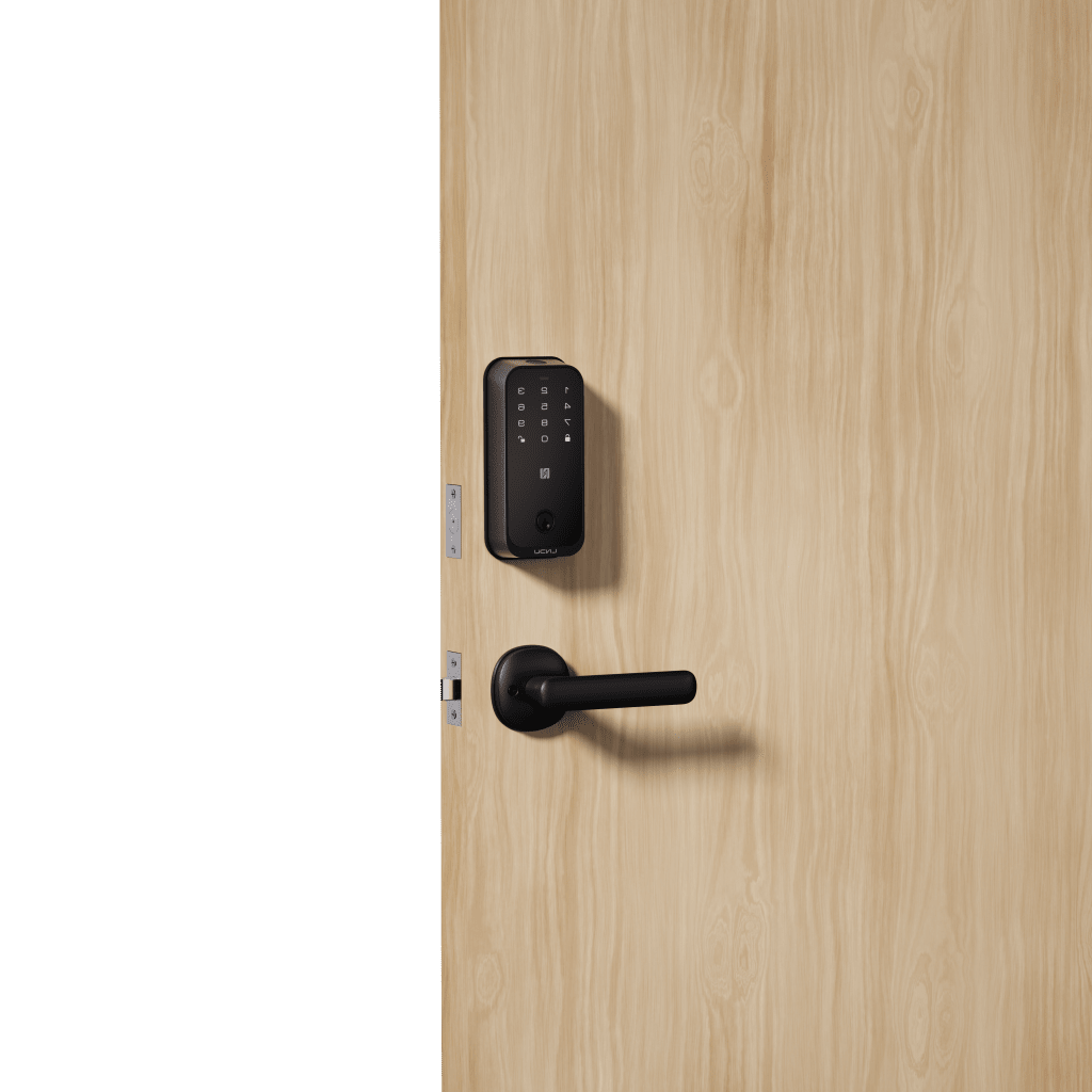 Cerradura Inteligente con Huella Digital LNDU HK01W / WiFi Integrado / Compatible Apple HomeKit / Teclado Táctil / 8 Baterías AA / Escaneo iPhone-Apple Watch-Fob / Bloqueo Manual y Automático / Exterior IP54