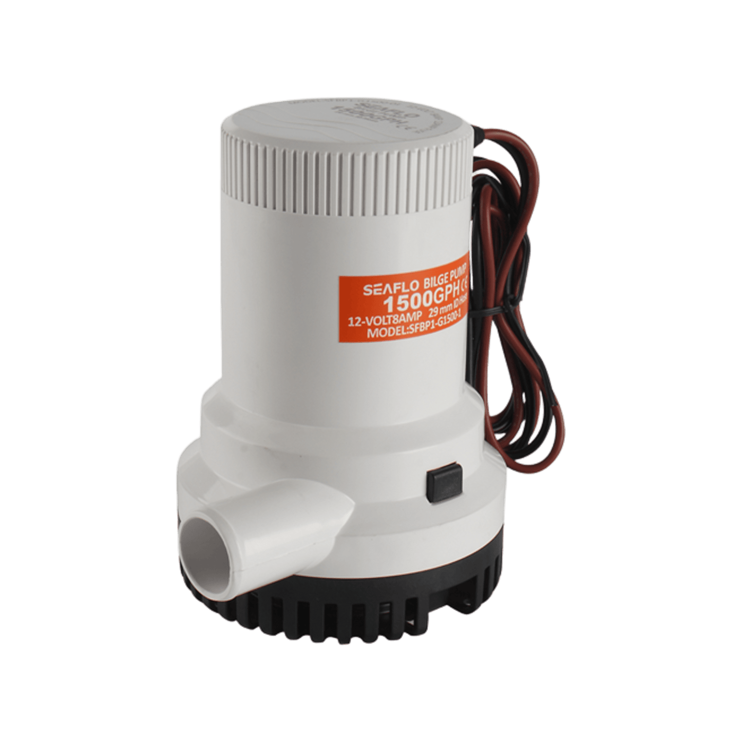 Bomba de Sentina No Automática SEAFLO 1500GPH / Alta Eficiencia / Bajo Consumo / Filtro Extraíble / Voltaje 12 Vcd / Para Panel o Interruptor de Flotador