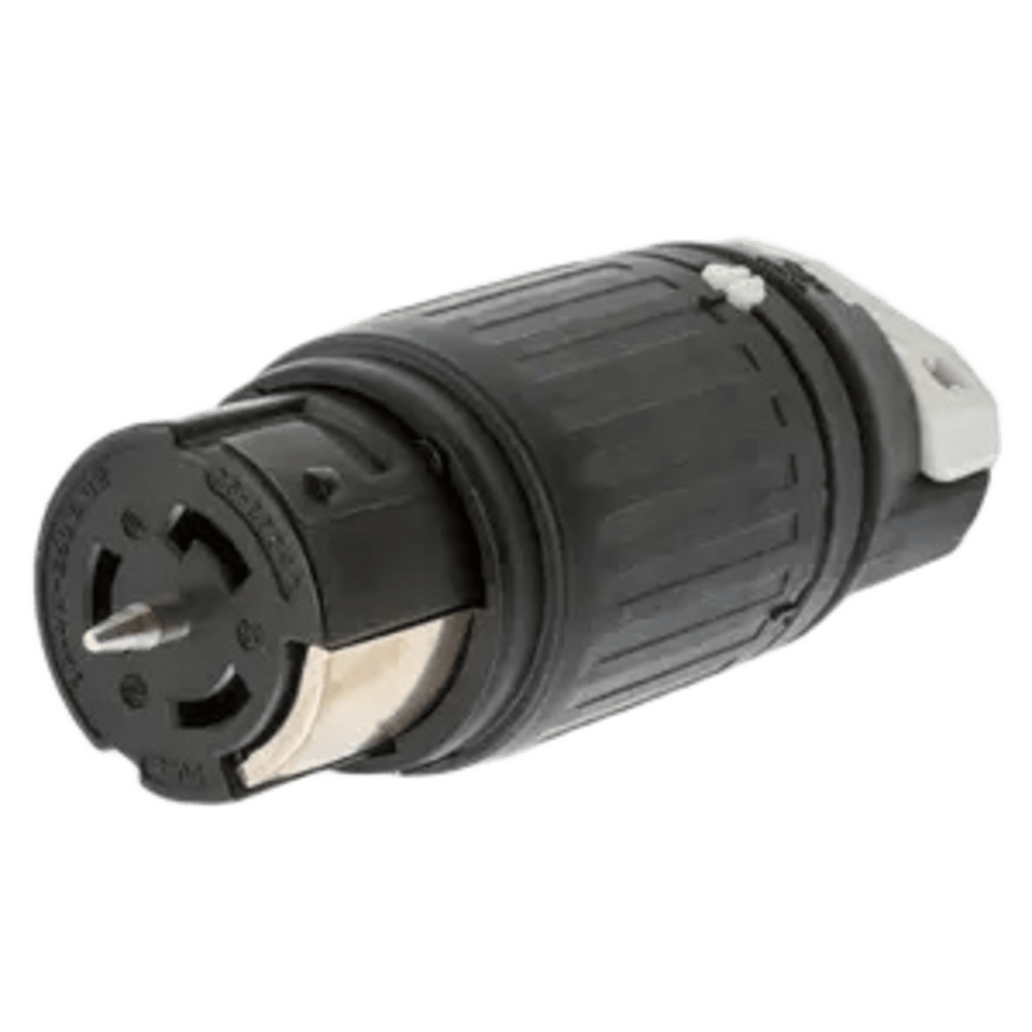 Conector Industrial de Bloqueo / 50A 3-Fases Delta 250V CA / 3-Polos 4-Hilos/ Conector Hembra / Color Negro y Blanco