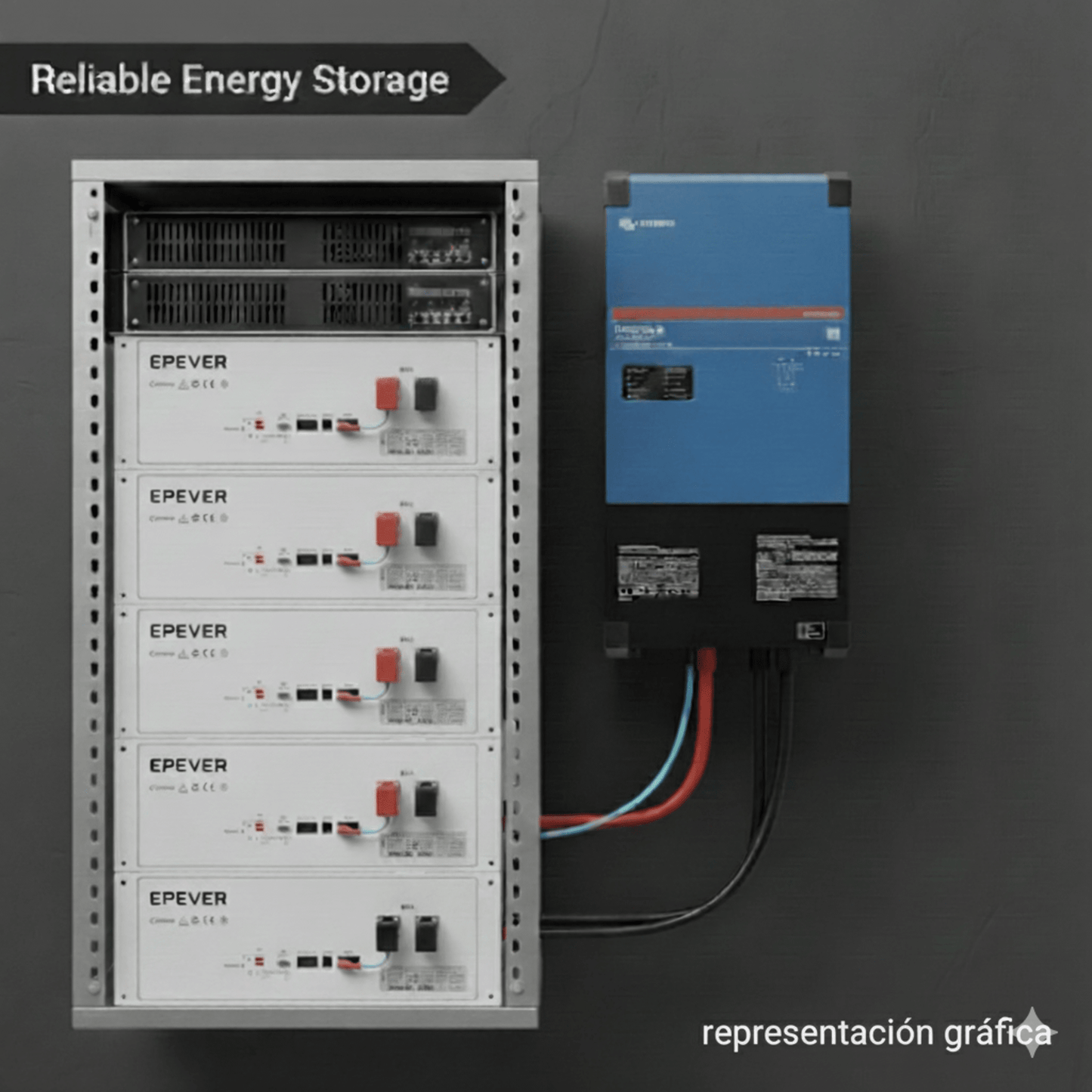 Kit Inversor Cargador de 4 kW con Salida de 110 Vca y respaldo de 20 kWh en batería de LiFePO4