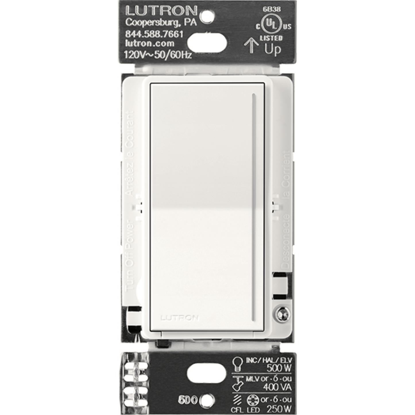 (RadioRa3) Atenuador táctil Sunnata Dimmer PRO color brilliant white, requiere cable neutro / soporta 250W LED