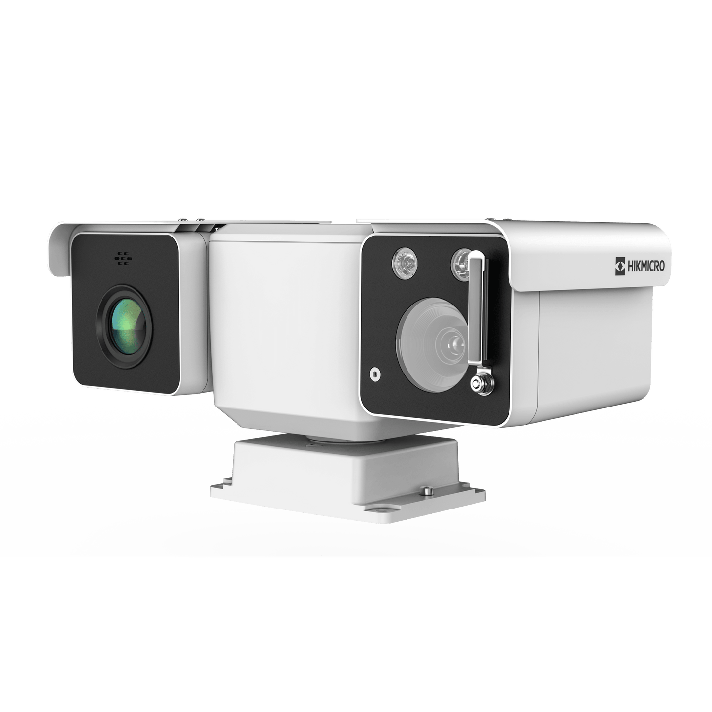 Mini Punta de Poste IP Bi Espectro/ Térmica: 256 × 192 (15 mm, NETD ≤35 mK) + Óptico 32X (4 Megapixel)/ 800 mts IR / IP67 IK10 / Detección de Temperatura / microSD/Detección de Humo y Fuego