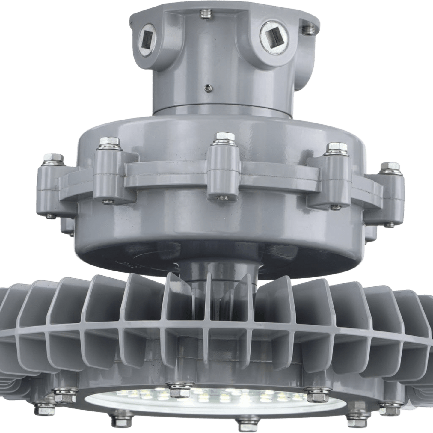 Luminaria Industrial LED a Prueba de Explosión / Serie LE-LED / 124W a 225W / 13,500 a 24,500 Lúmenes / Eficiencia 150 lm/W / 4000K y 5000K / Clase I Div. 1 Grupos C,D / Clase II Div. 1 Grupos E,F,G / NEMA 4X / 50,000 Horas de Vida / Alumini