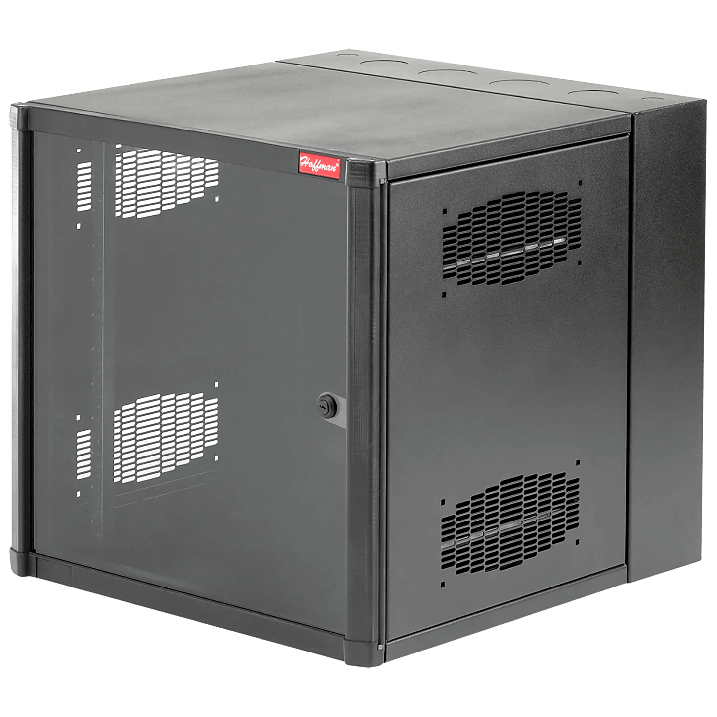 Gabinete AccessPlus de 12 UR Montaje en Pared de 19in, Rieles Numerados y Roscados #10-32, Puerta con Ventana de Seguridad, 620 mm de Ancho, 953 mm de Profundidad, Color Negro