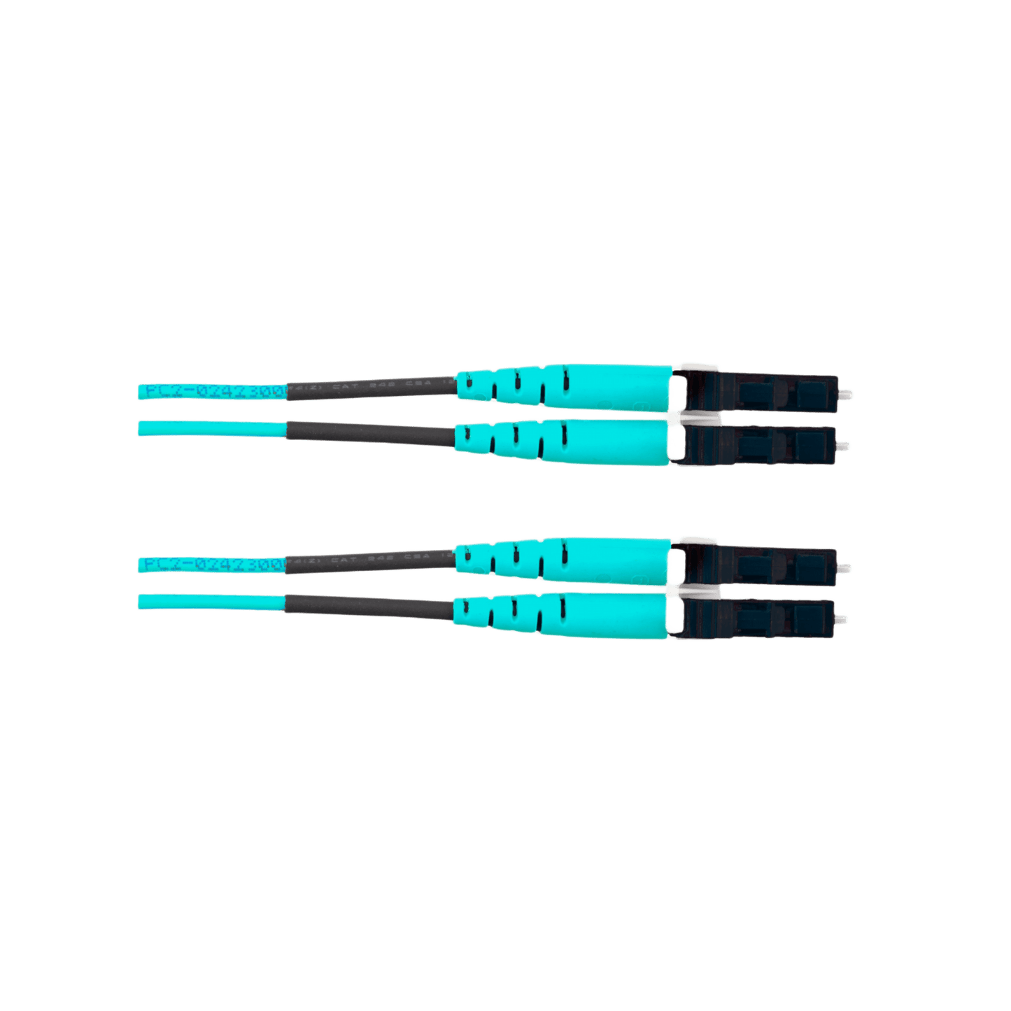 Jumper de Fibra Óptica Multimodo 50/125 OM4, LC-LC Duplex, OFNR (Riser), Color Aqua, 40 Metros (131.23 Pies)