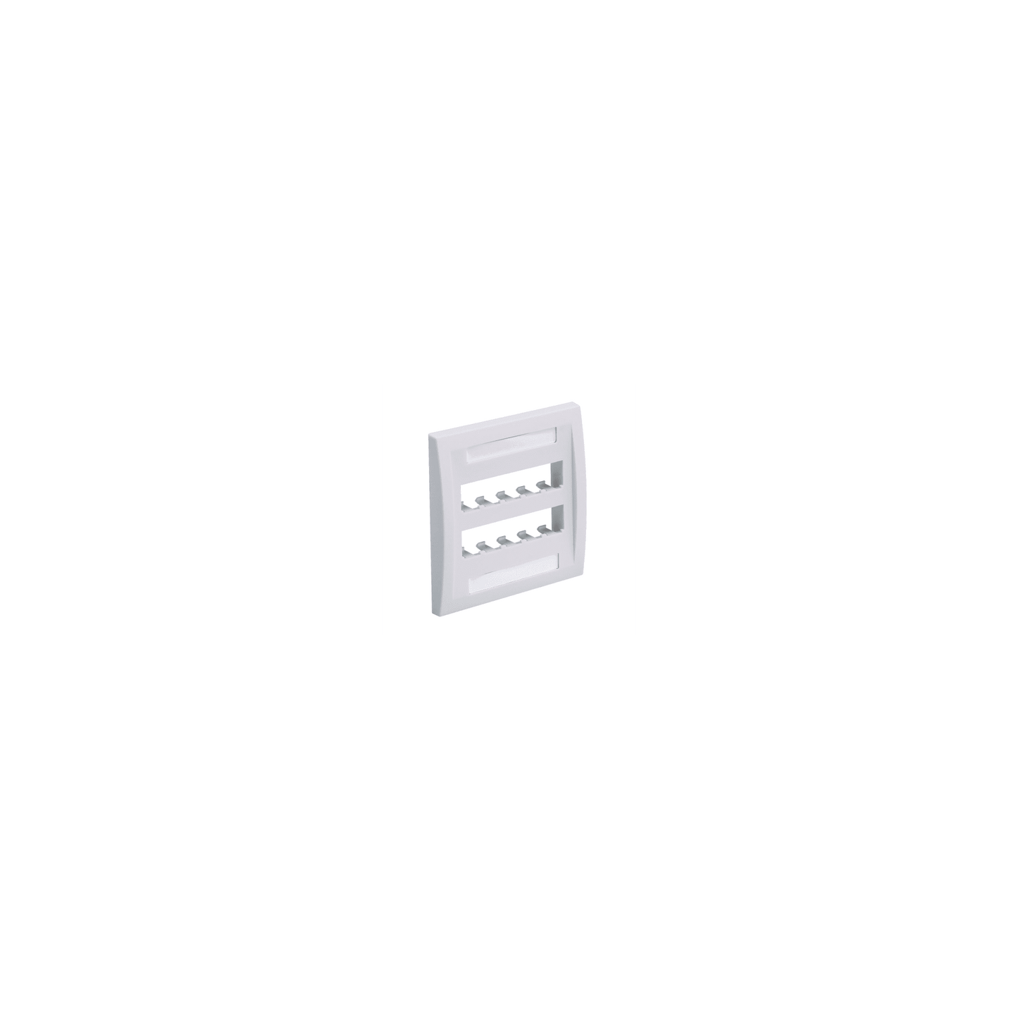 Placa de Pared Vertical Ejecutiva, Salida Para 10 Puertos Mini-Com, Con Espacios Para Etiquetas, Color Blanco Mate