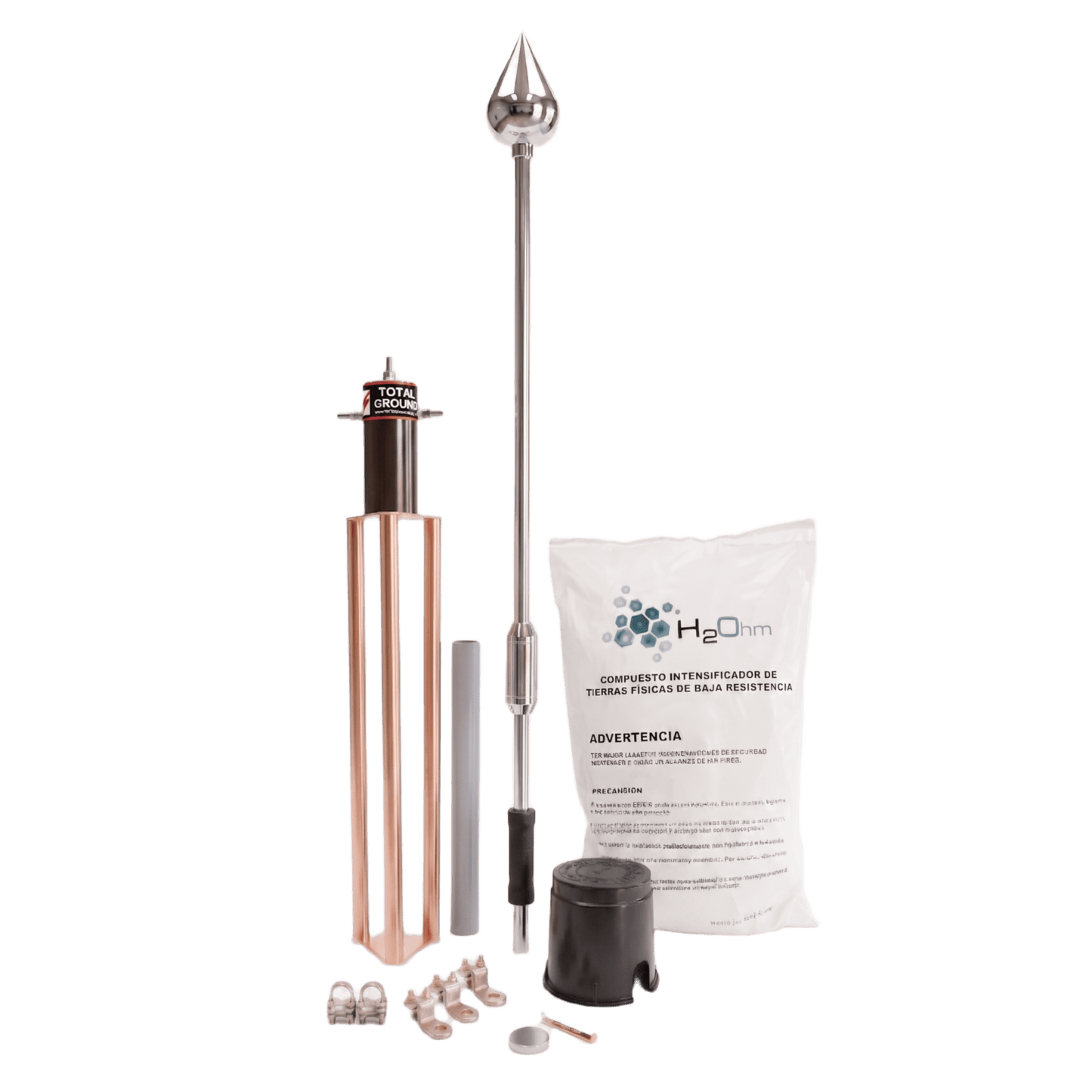 Kit Pararrayo con Punta de Aluminio con Avance de Cebado de 30 m. y Accesorios de Instalación en Torre.