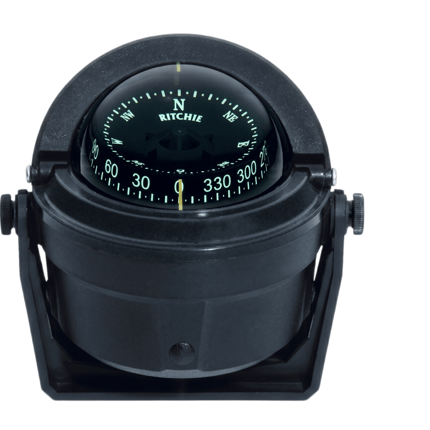 Brújula de Navegación Marítima Ritchie Voyager B-81R / Montaje en Bracket / CombiDial 3" (76 mm) / Iluminación NiteVu Verde / DirectiveForce Magnets / Escudo Solar Móvil / 100% Reparable