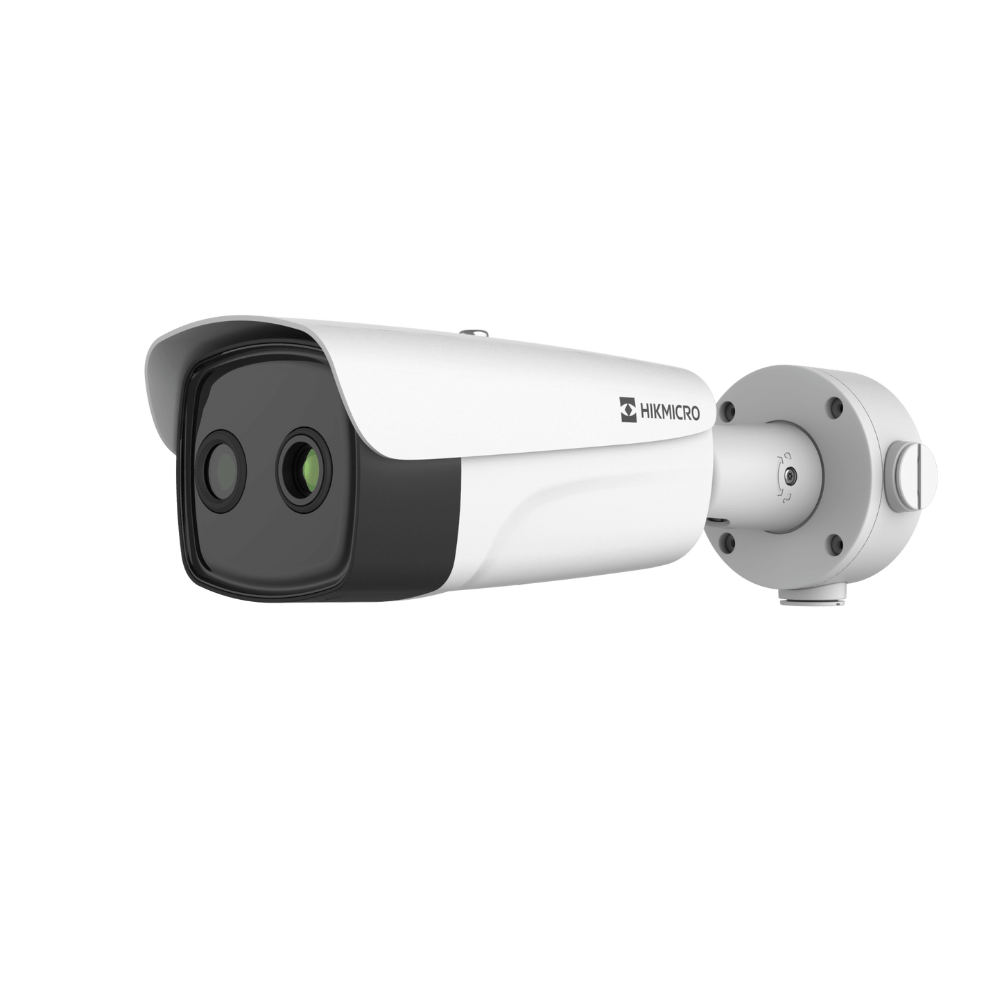 (HIKMICRO) Bala IP Bi-Espectral / Térmico (384 × 288 / 15.4 mm) / Rango: -20°C a 150°C / ± 8°C Margen / Detección de Temperatura y Humo / VCA 3.0 / PoE+ / Exterior IP67 / IK10 / Anticorrosión (NEMA 4X)
