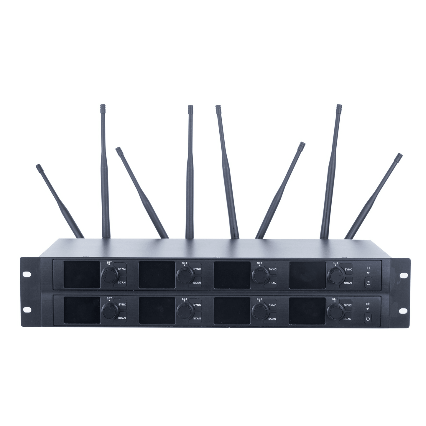 Receptor Inalámbrico | 8 Canales | Transmisión Digital U-Band 540-690 MHz | Modulación PI/4-DQPSK | Pantalla TFT-LCD 2.2" | Salida Balanceada y Desbalanceada | Encripción de Audio | Escaneo de Frecuencia