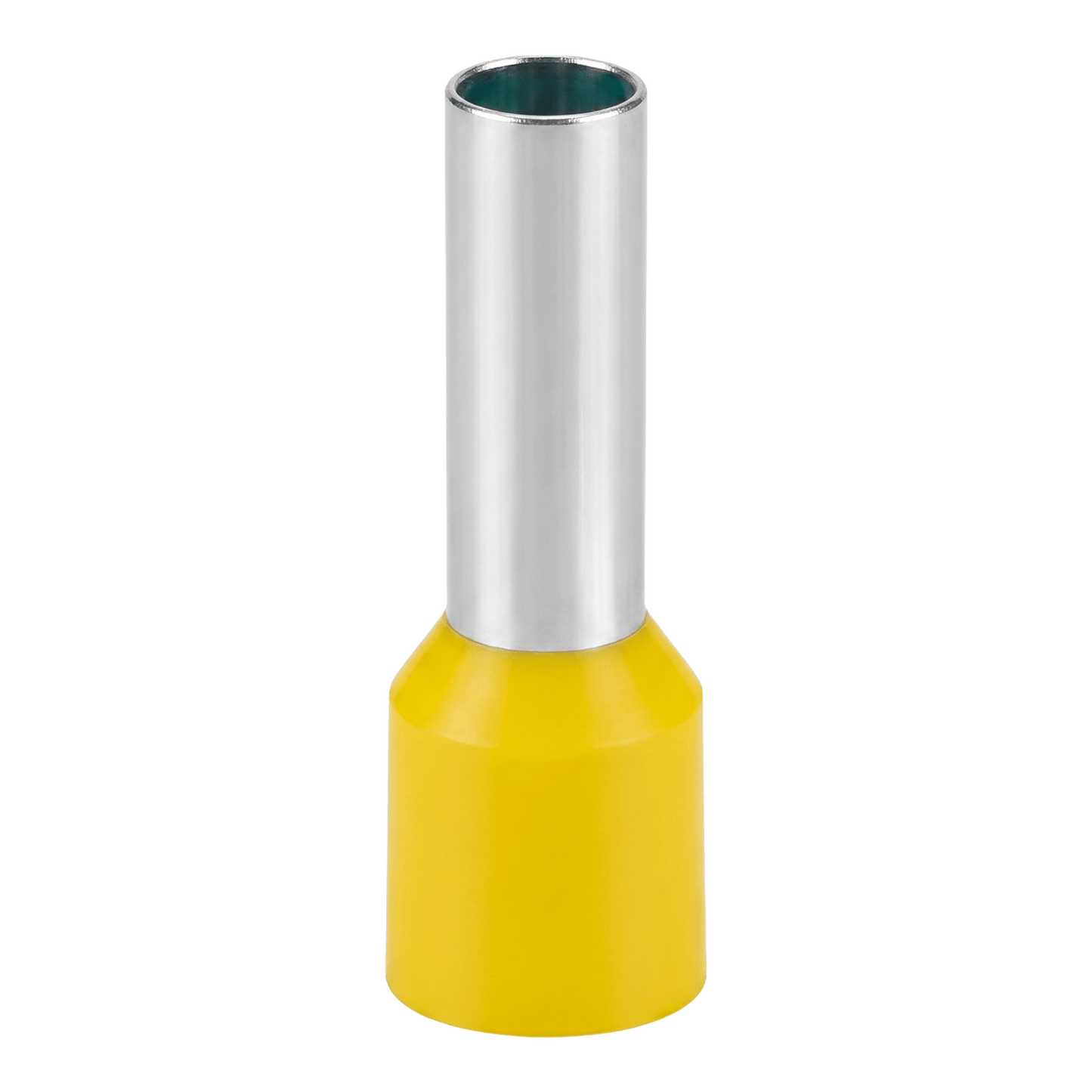 Conector Ferrule | 10AWG | 6mm² | Conductor Latón Estañado | Aislamiento PVC Amarillo | 25 Piezas por Bolsa