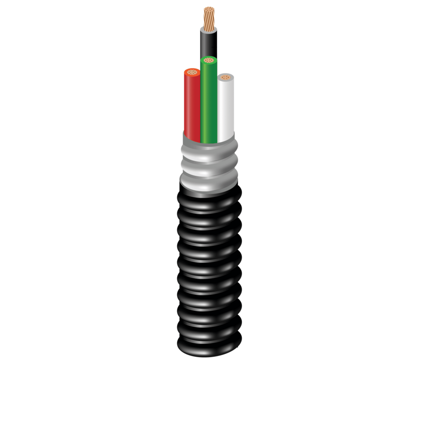 Bobina de Cable de 305 Metros / Para Mini-split / 4 x 14 AWG / Revestimiento Metal Clad / Negro