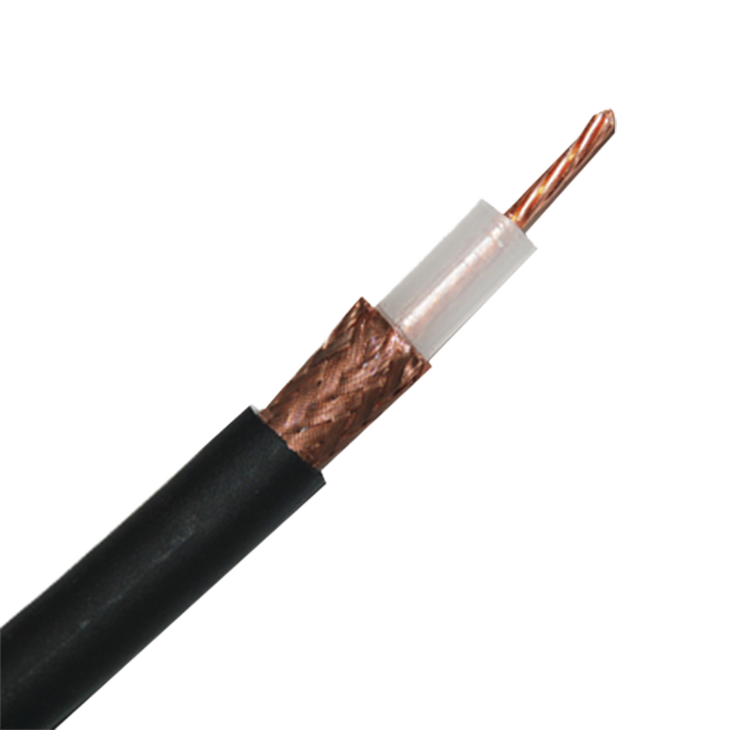 Retazo de 1 Metro de Cable RG213U con blindaje de malla trenzada de cobre 97%, aislamiento de polietileno.